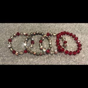 Set of 4 Glass Beaded Stretch Bracelets